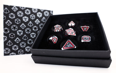 lets play games dice LPG Dice Set - Metal RPG Concentric Black/Red/Silver